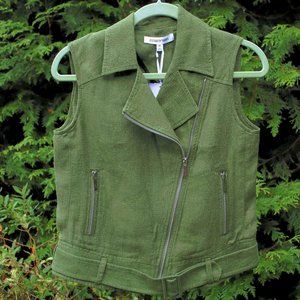 Elizabeth and James Tegan Linen Moto Vest  NWT